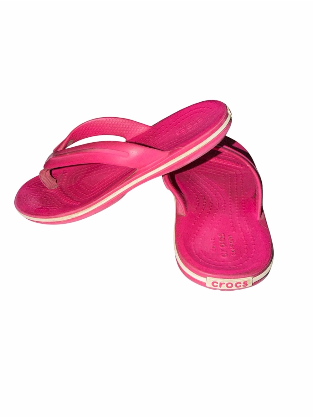 CROCS: Girls Bright Pink Flip Flop Sandals SZ 10